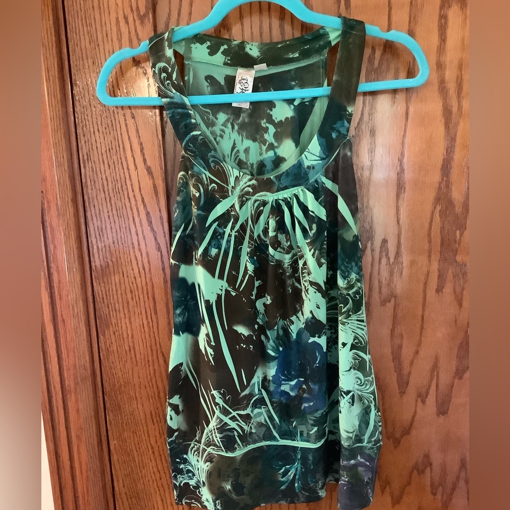 Green and Brown Tie-Dye Top